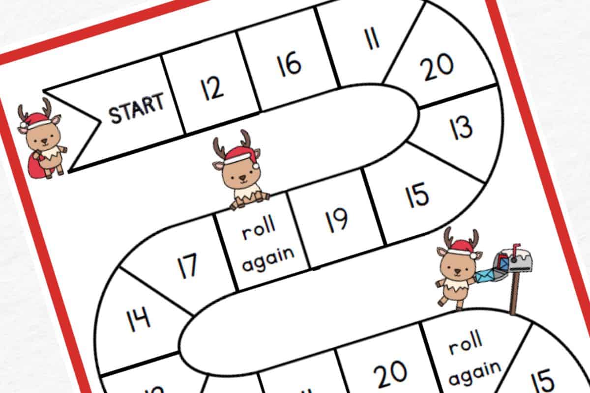 11-20 reindeer numbers board game.