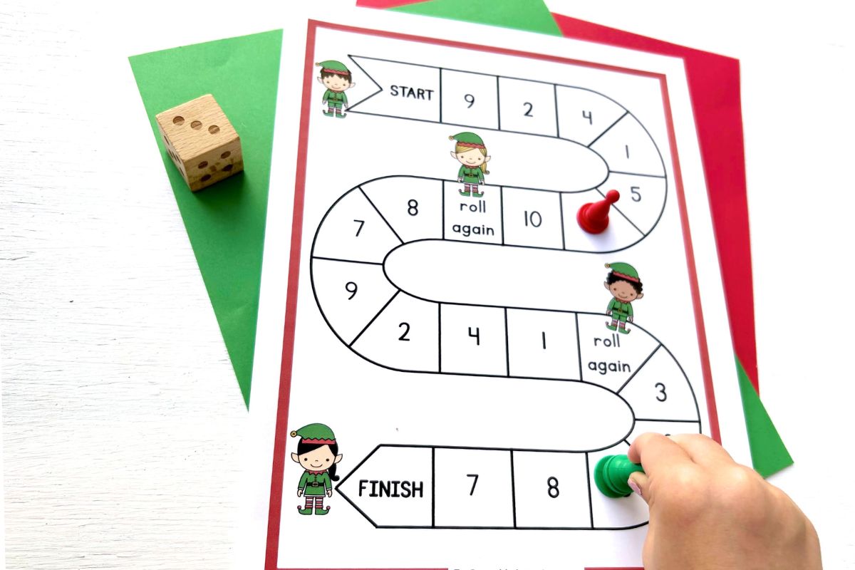 1-10 elf number game board.