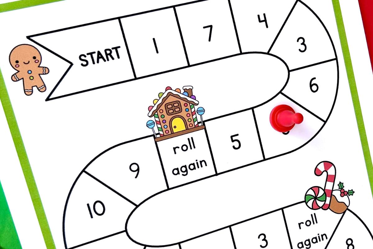 Number 1-10 Gingerbread board game horizontal.