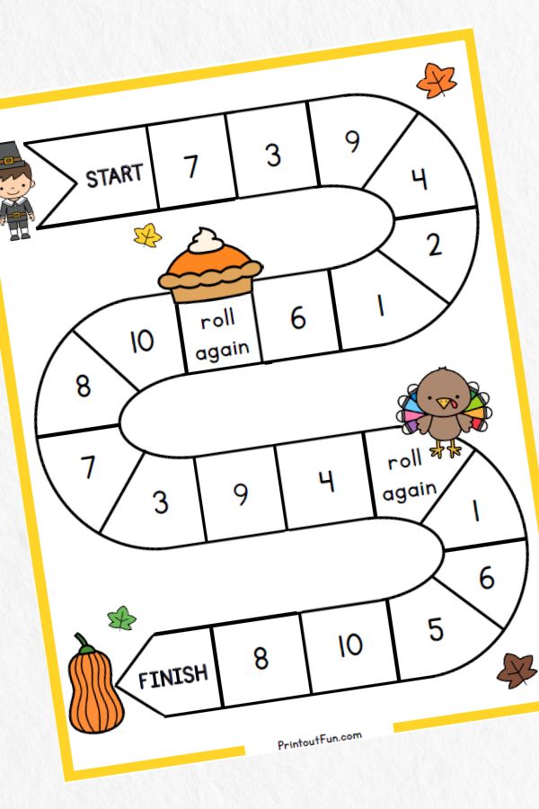1-10 Thanksgiving number game board.