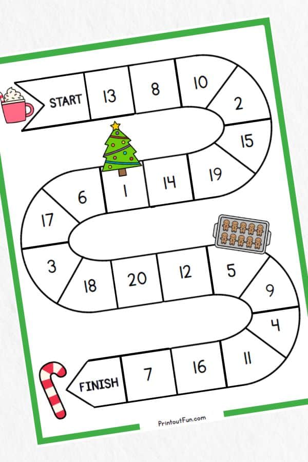 Christmas numbers board game 1-20.