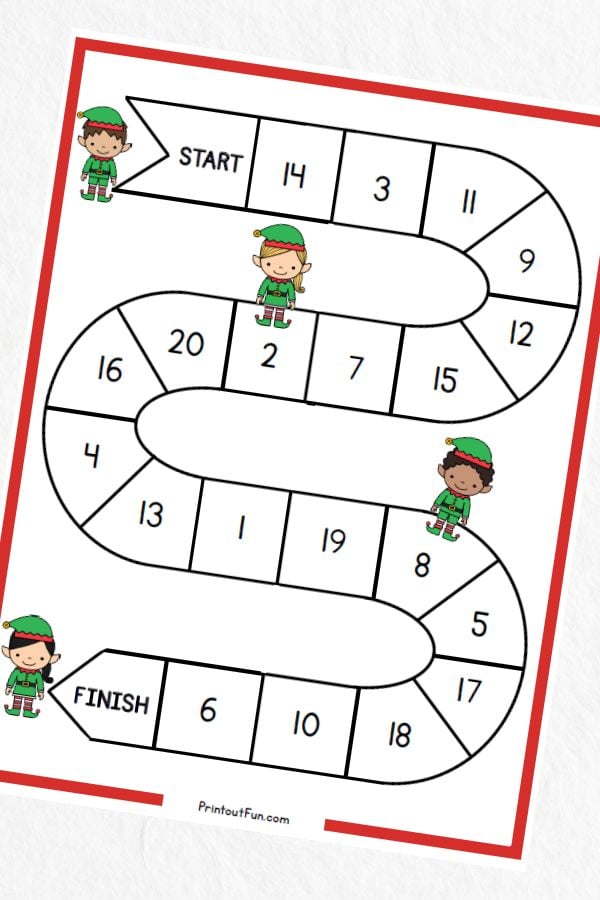 Elf 1-20 number board game.