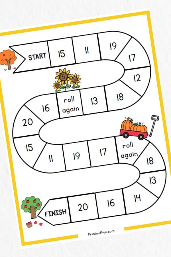 11-20 fall number board game.