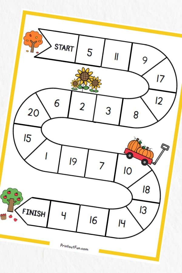 1-20 board game printable.