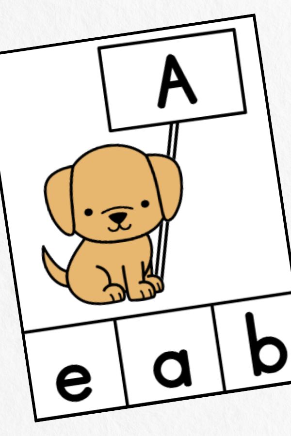 puppy letter matching clip card for the latter a.