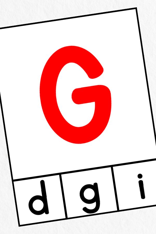 Letter matching clip cards: letter G.