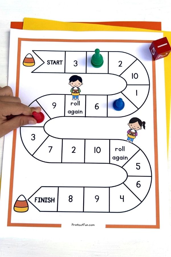 1-10 Candy Corn Number Recognition Game board.