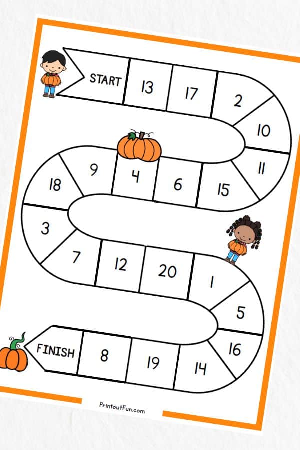 1-20 pumpkin number game board.