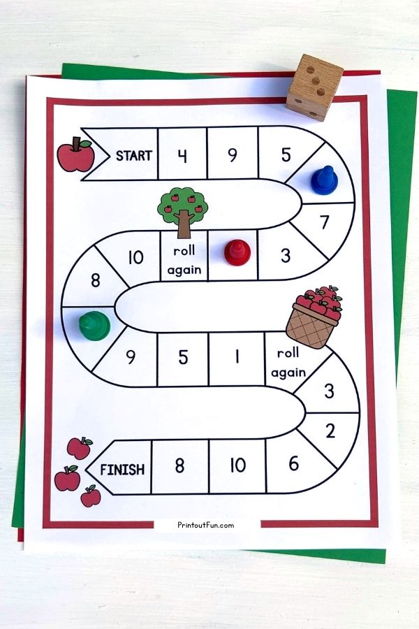 1-10 Apple number recognition board game.