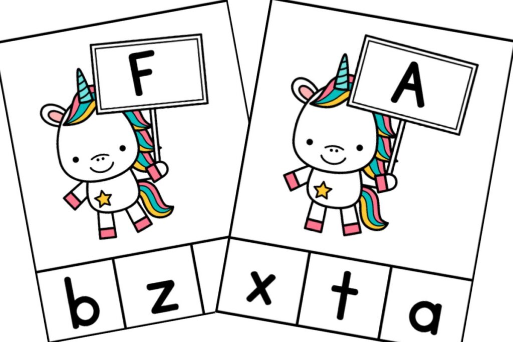 clip cards for letters F and A.