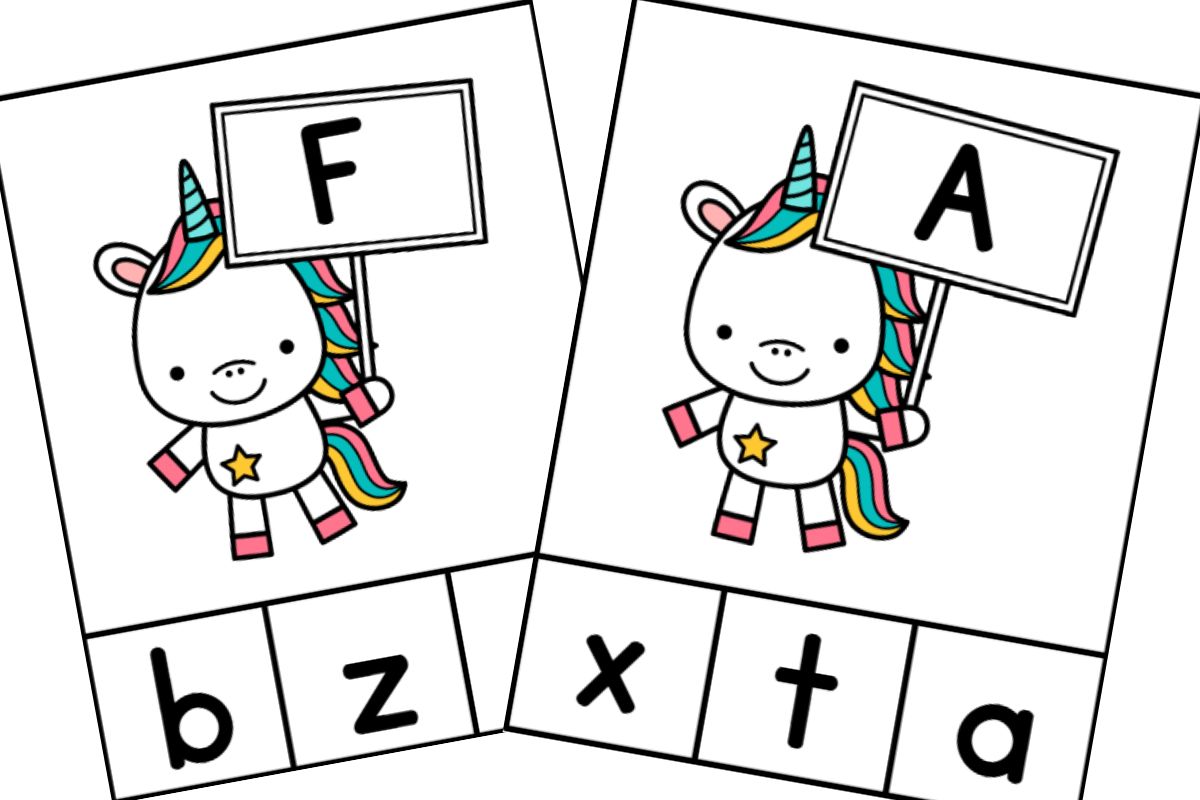 clip cards for letters F and A.