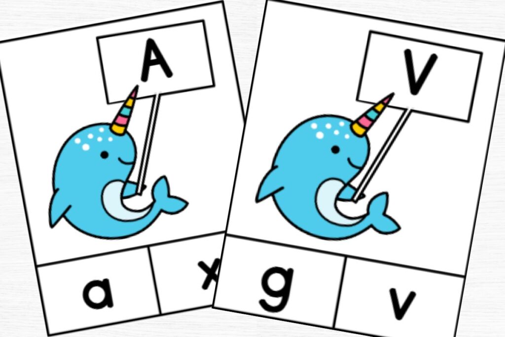 cards for A and V with 2 answer choices across the bottom.