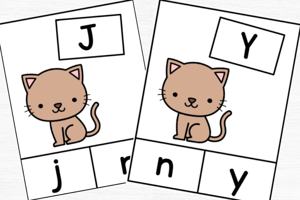 cards for J and Y with 2 answer choices across the bottom.