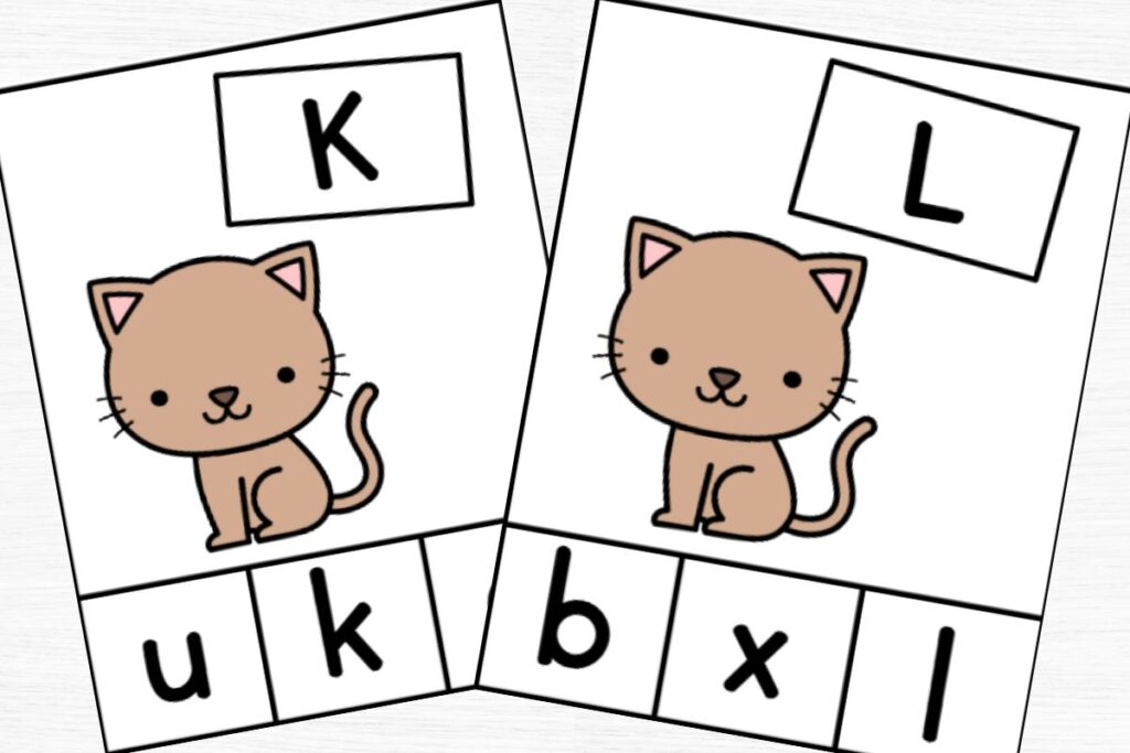 letter cards for K and L.