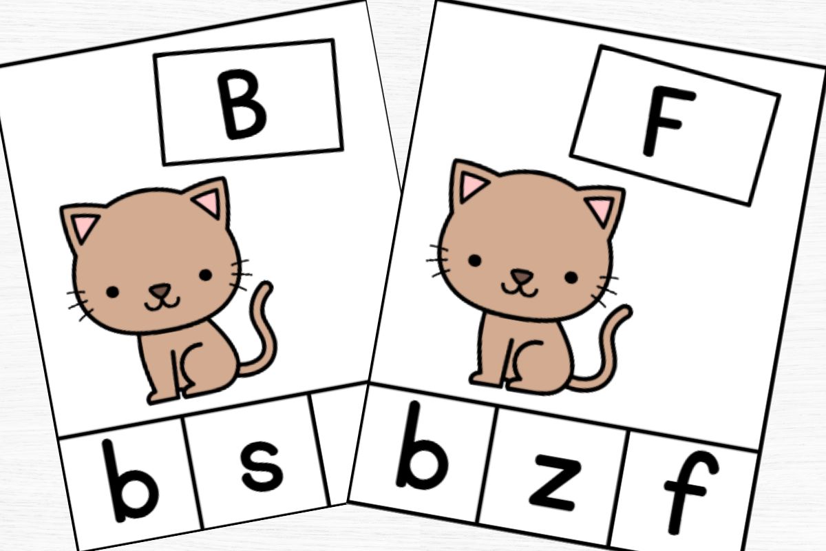 alphabet clip cards for letters B and F.