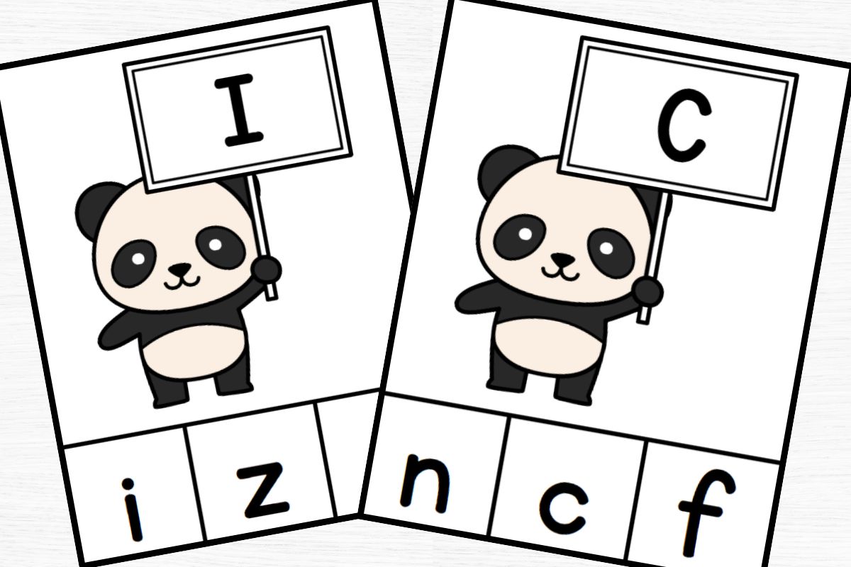 alphabet clip cards for letters I and C.