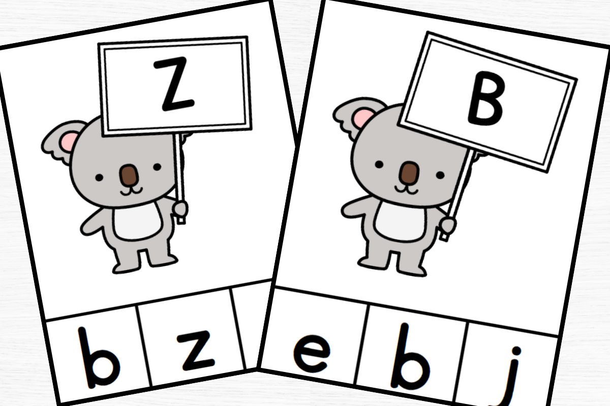 cards for letters Z and B.
