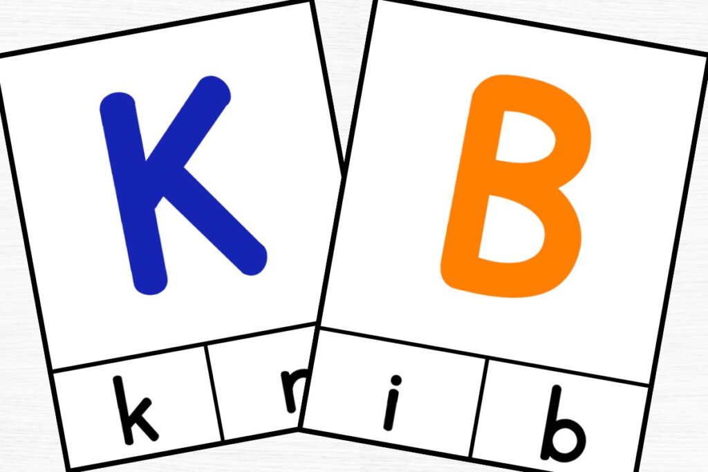K and B cards with 2 answer choices across the bottom.
