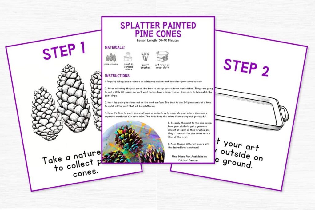 3 sample pages of the lesson printable including step 1 7 2 & a teacher's guide.