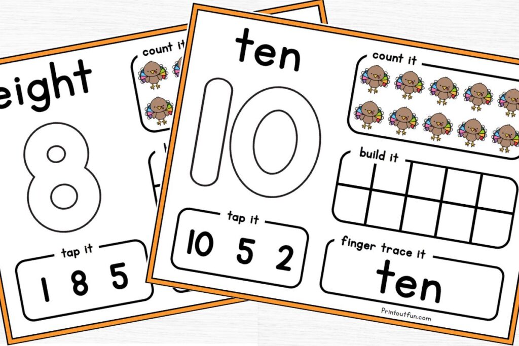 playdough number mats for 8 and 10.