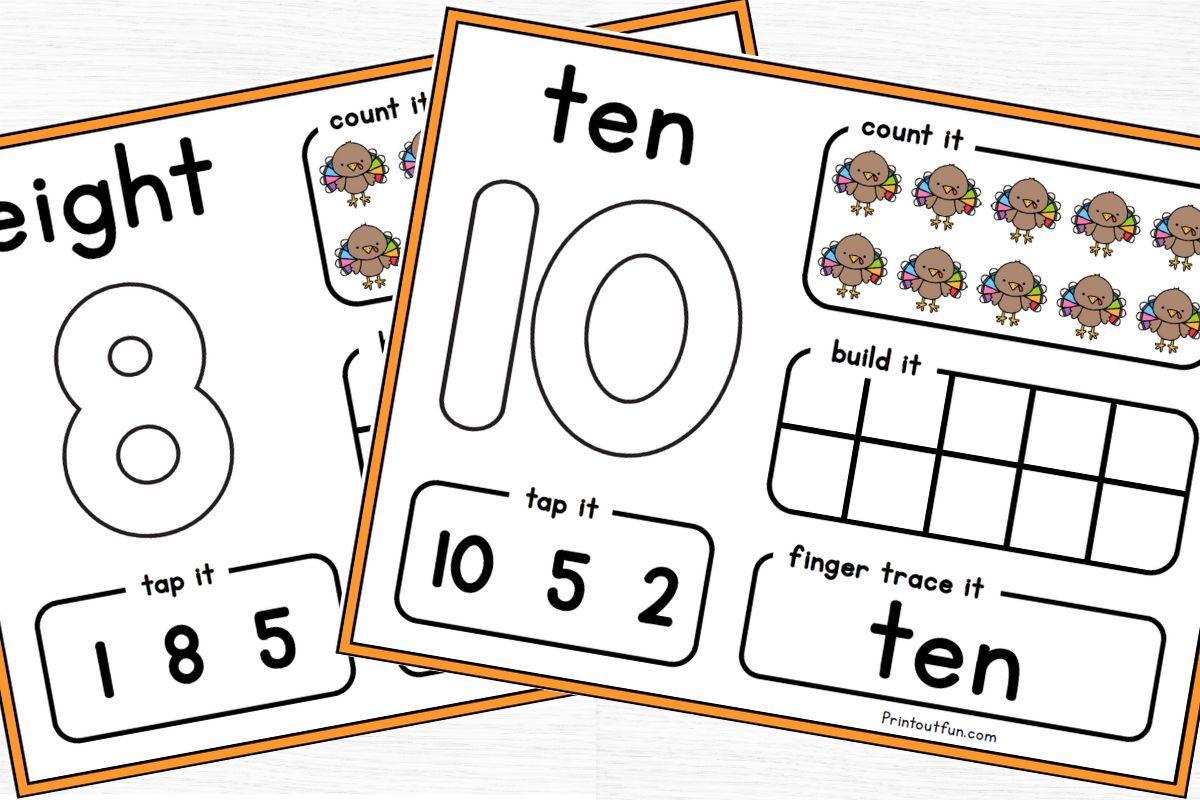 playdough number mats for 8 and 10.