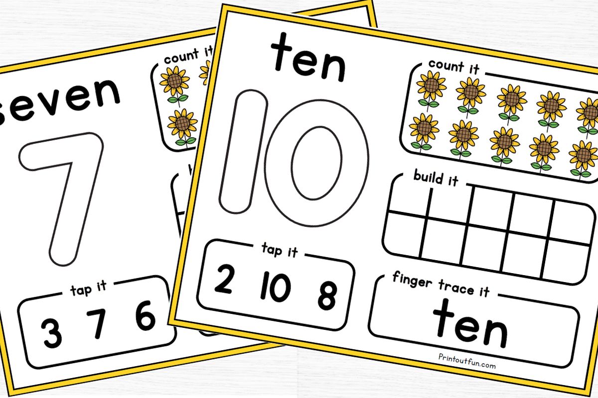 playdough number mats for 7 and 10.