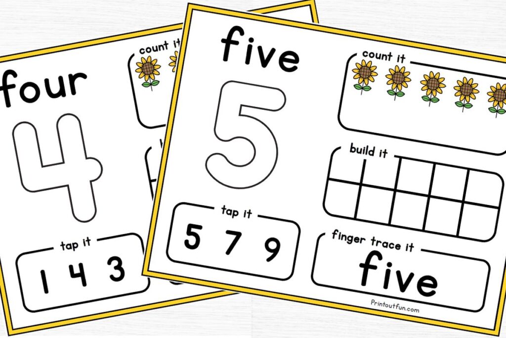 mats for numbers 4 and 5.