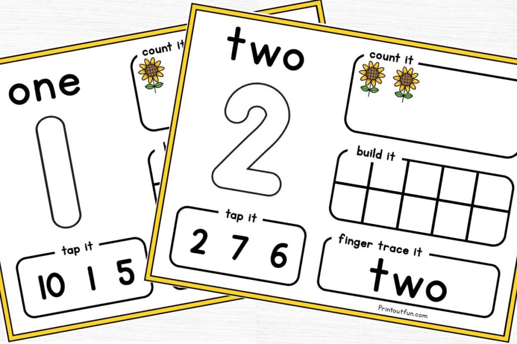 number mats for 1 and 2.