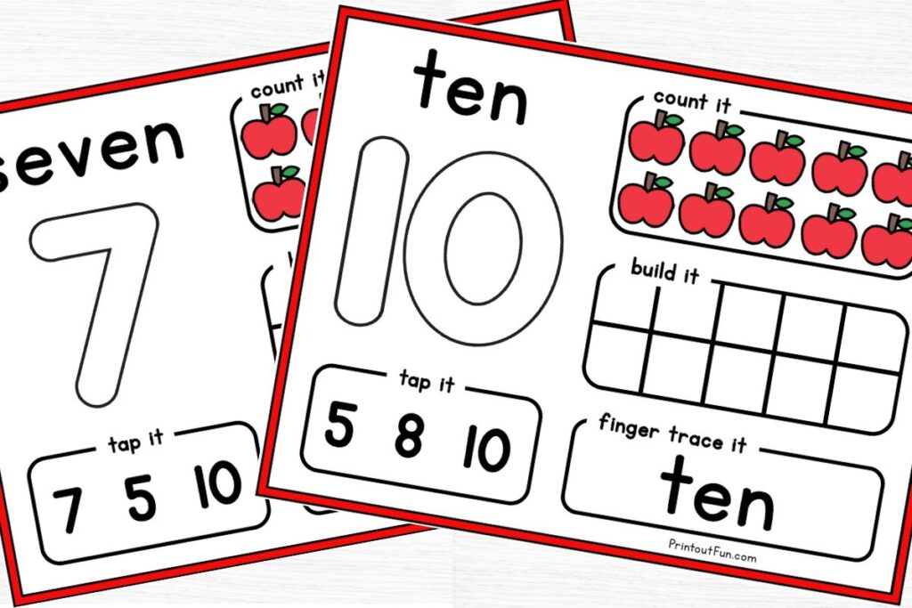 playdough number mats for 7 and 10.