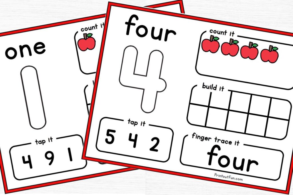 number mats for 1 and 4.