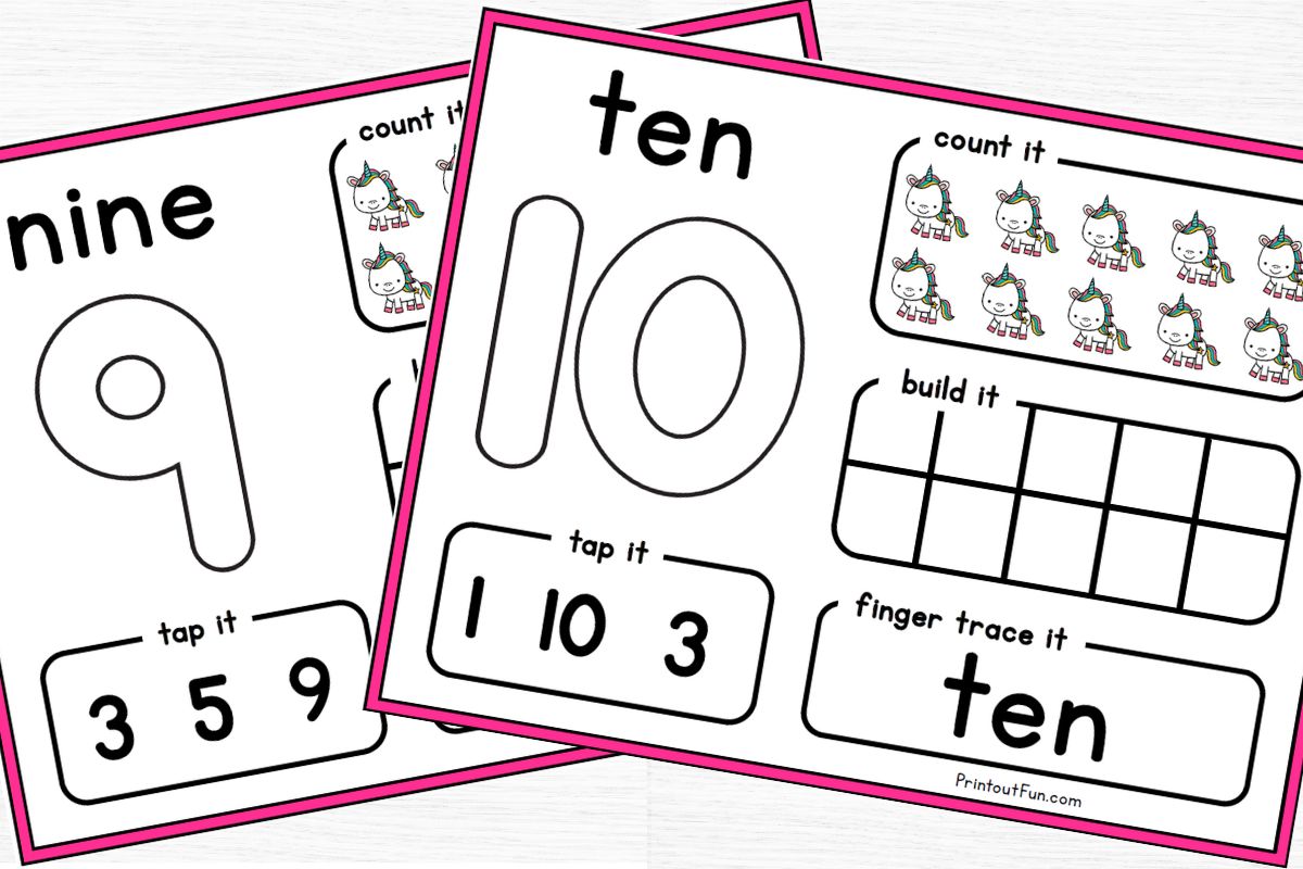 mats for numbers 9 and 10.