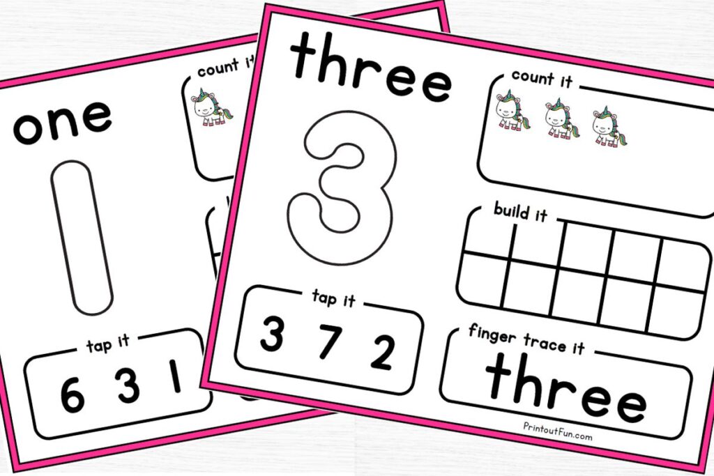 number mats for 1 and 3. 
