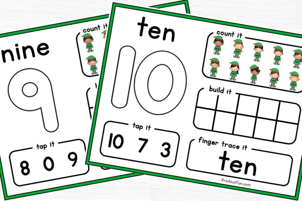 playdough number mats for 9 and 10.