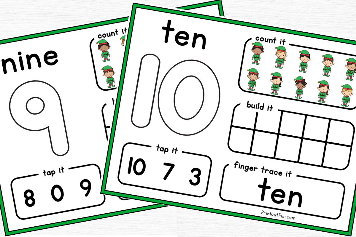 playdough number mats for 9 and 10.