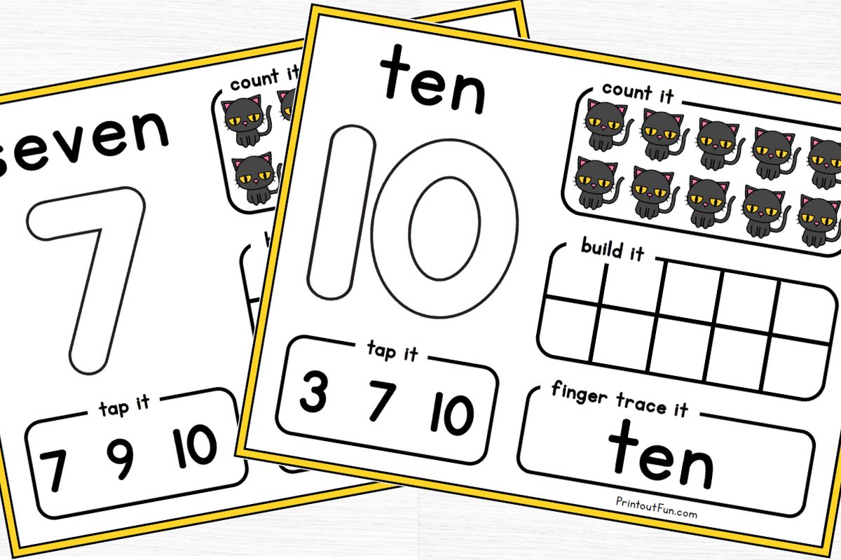 playdough number mats for 7 and 10.