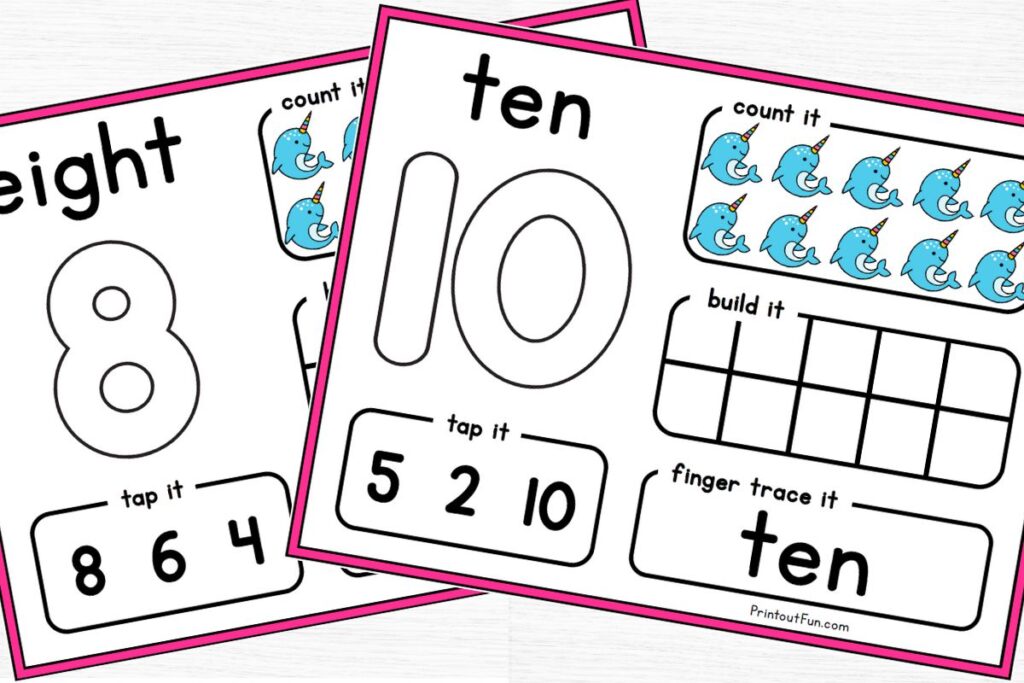 playdough number mats for 8 and 10.