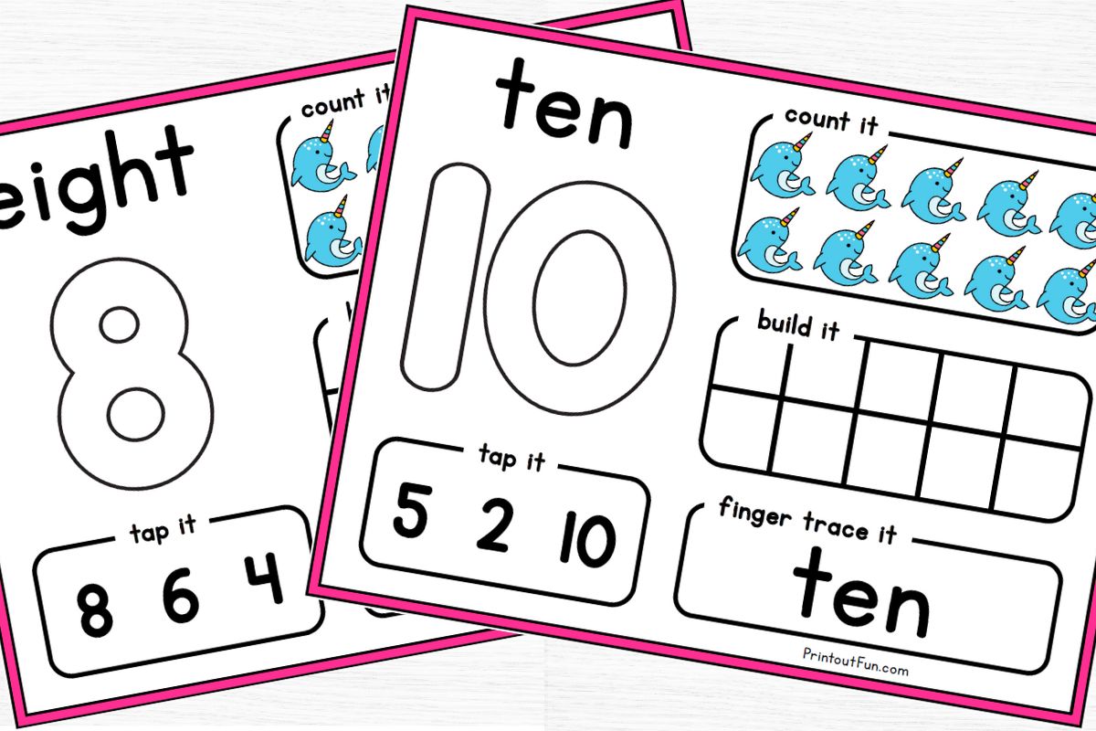 playdough number mats for 8 and 10.