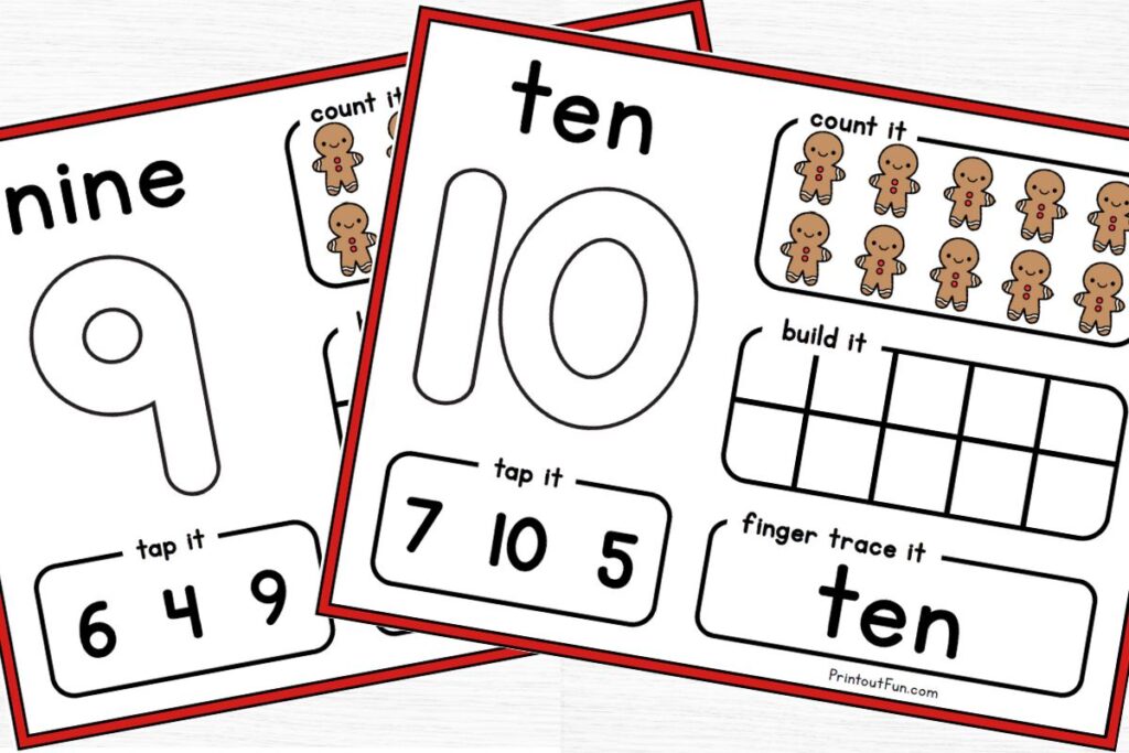playdough number mats for numbers 9 and 10.
