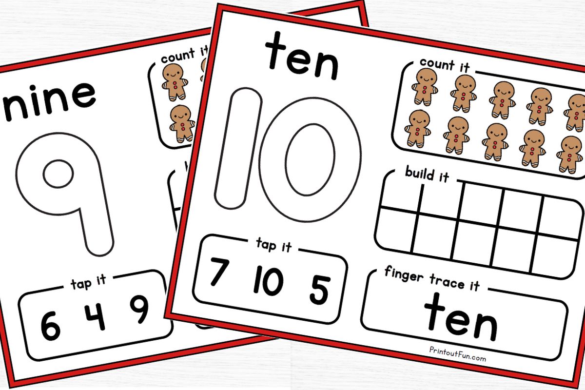playdough number mats for numbers 9 and 10.
